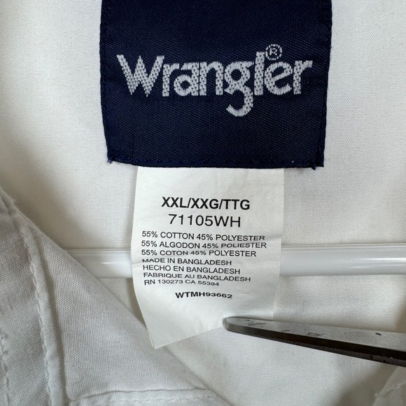 Wrangler White Western Cowboy Pearl Snap Long Sleeve Shirt Mens Sz XXL - Picture 3 of 8
